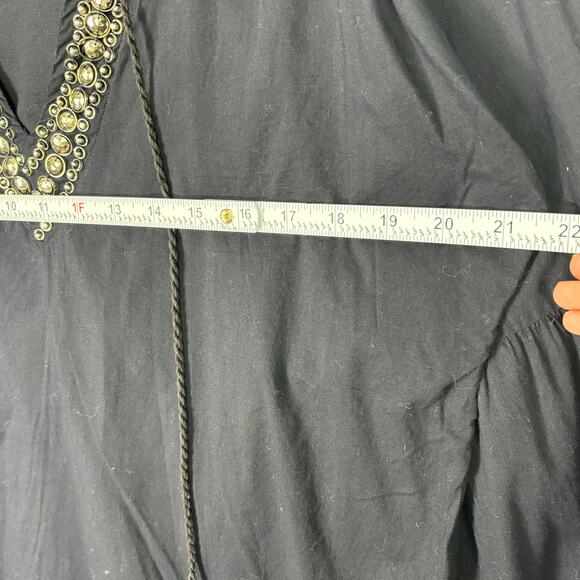 Michael Kors Top Womens Large Navy Embellished Popover Thin Boho Blouse READ - Picture 8 of 13